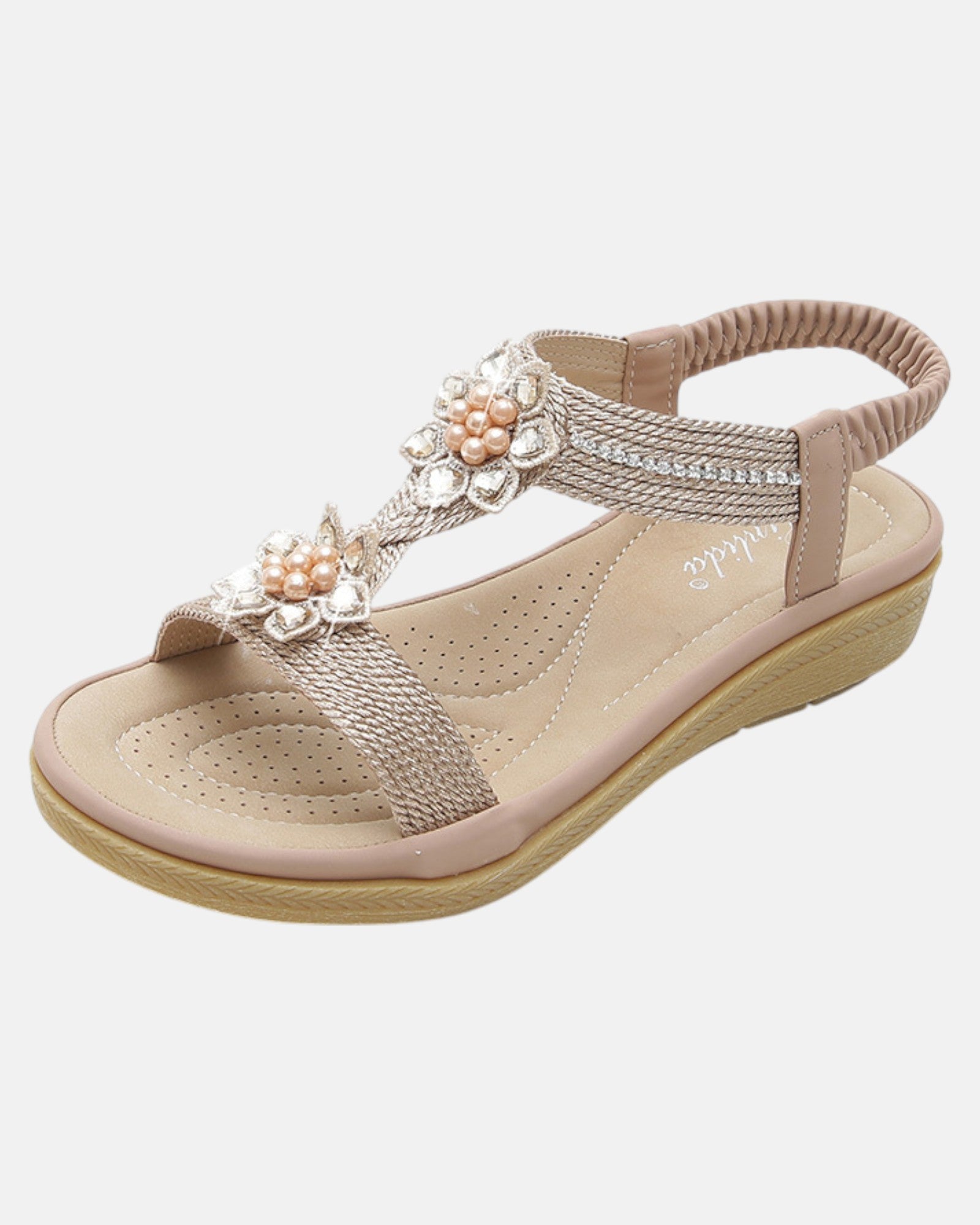 Taliah – Boho Rhinestone Flower Flat Sandals - Sandals - Boho Style
