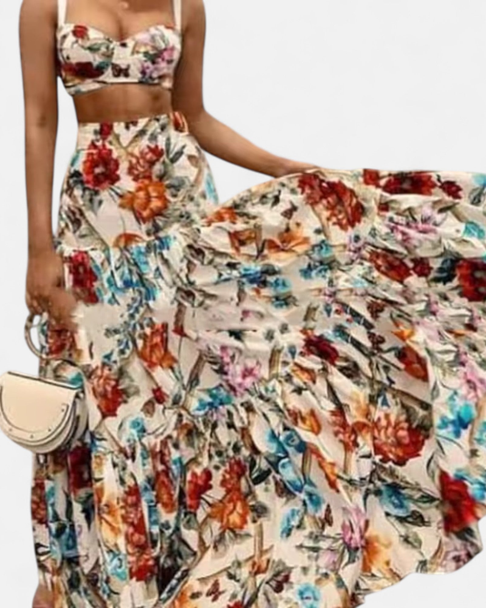 Vienna– Boho Floral A - Line Skirt & Crop Top Set - Outfit Sets - Boho Style