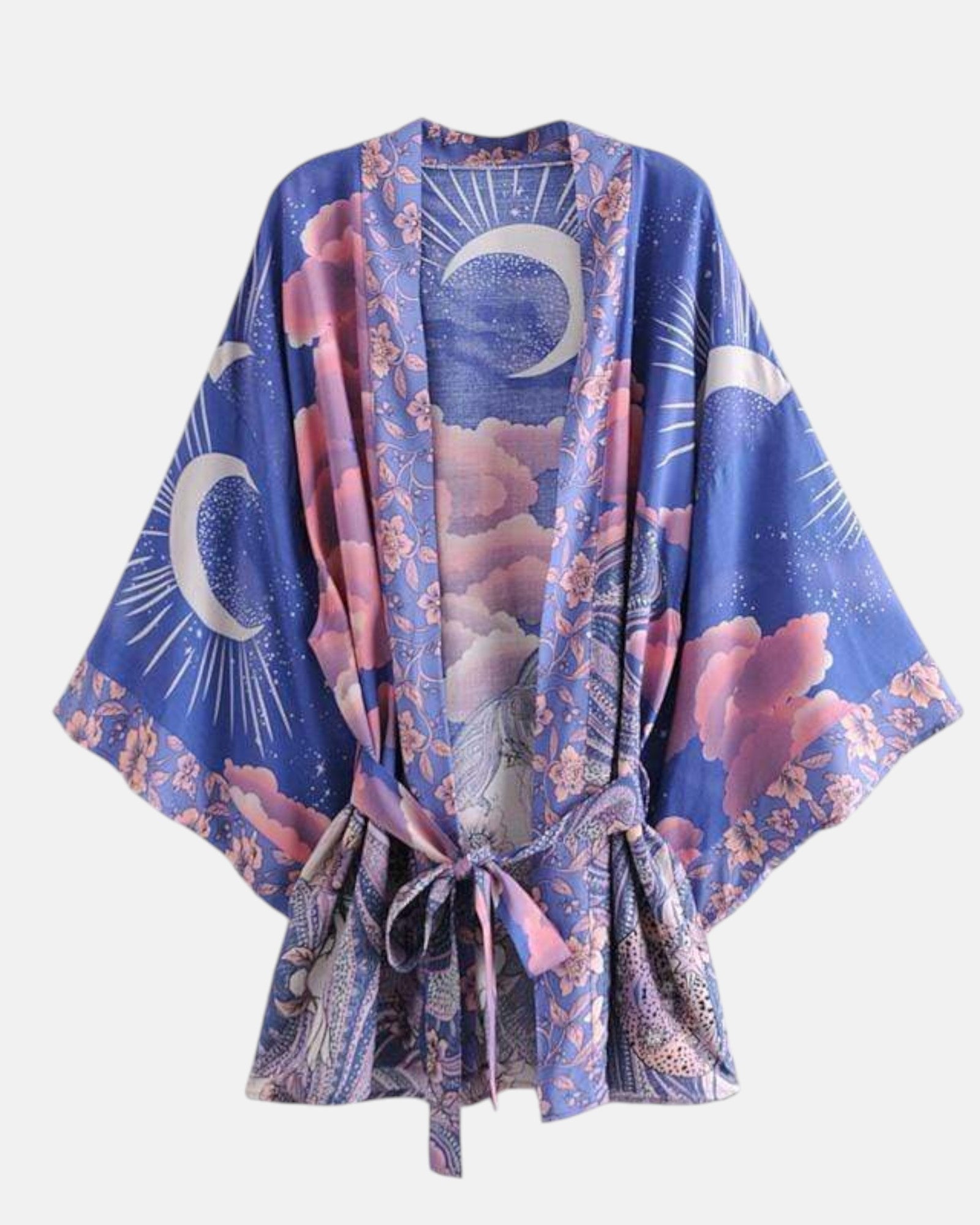 Chloe – Ethereal Blue Moon Boho Kimono in Lightweight Fabric