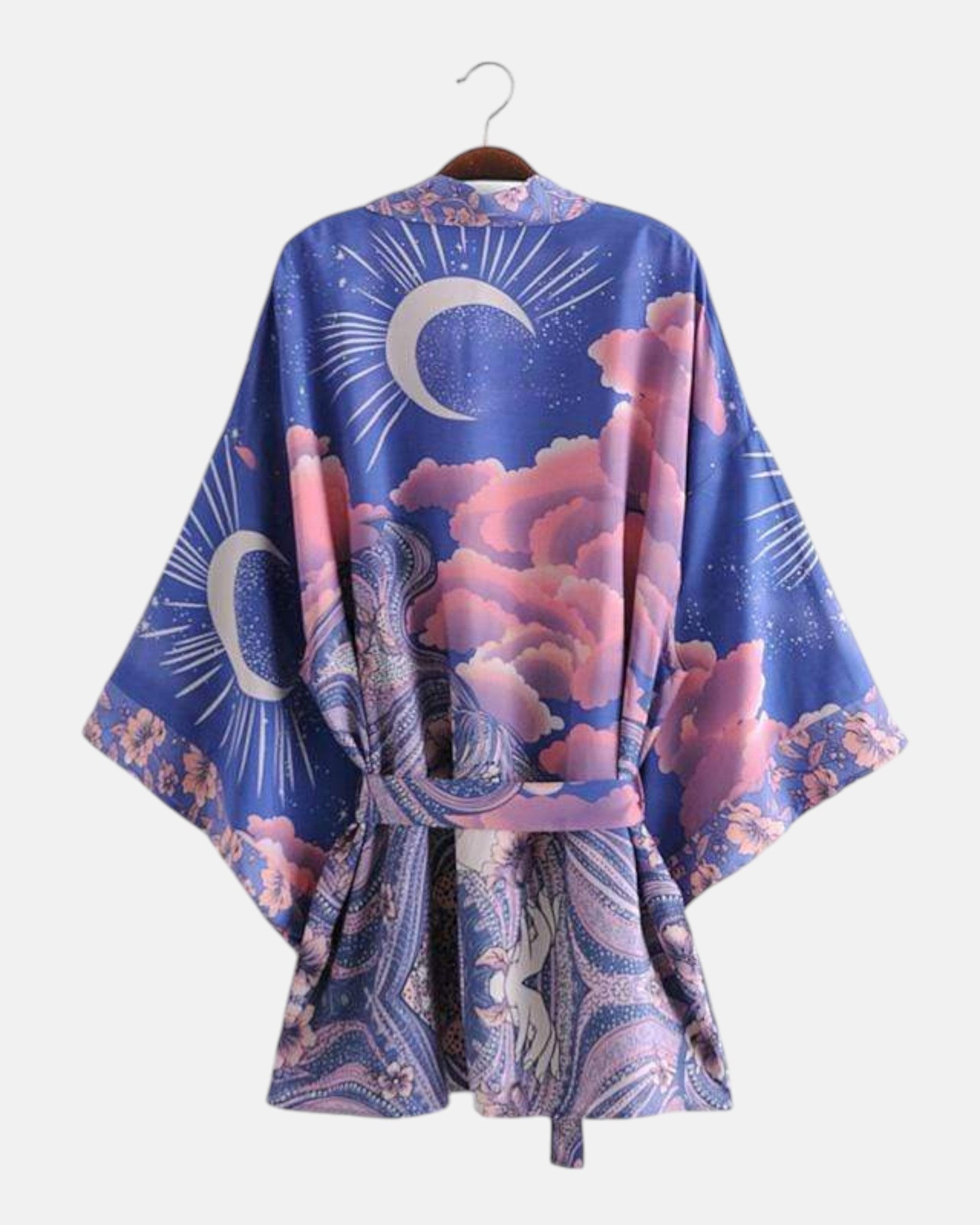 Chloe – Ethereal Blue Moon Boho Kimono in Lightweight Fabric