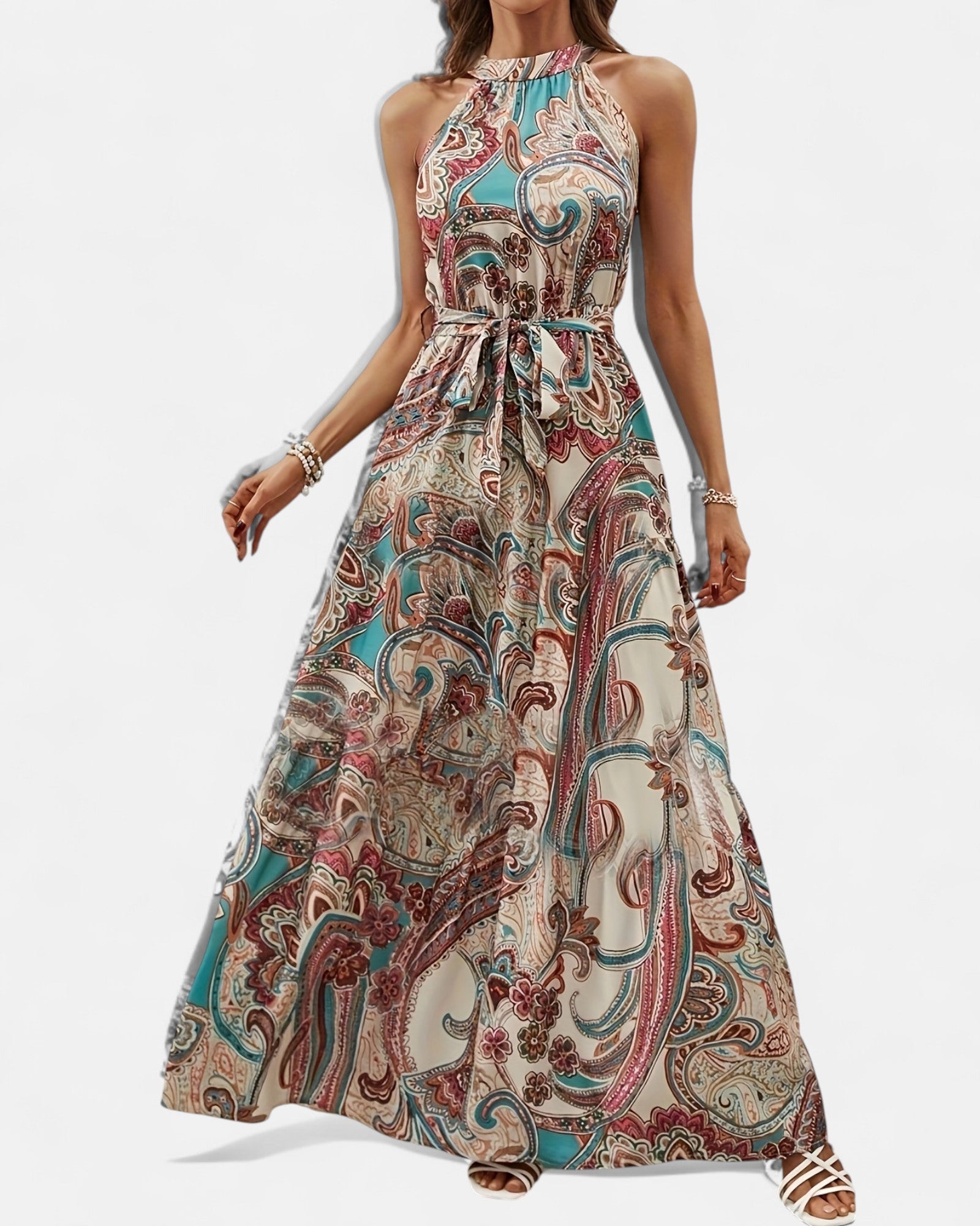 Willow – Floral Print Bohemian Lace - Up Maxi Dress - Dress - Boho Style