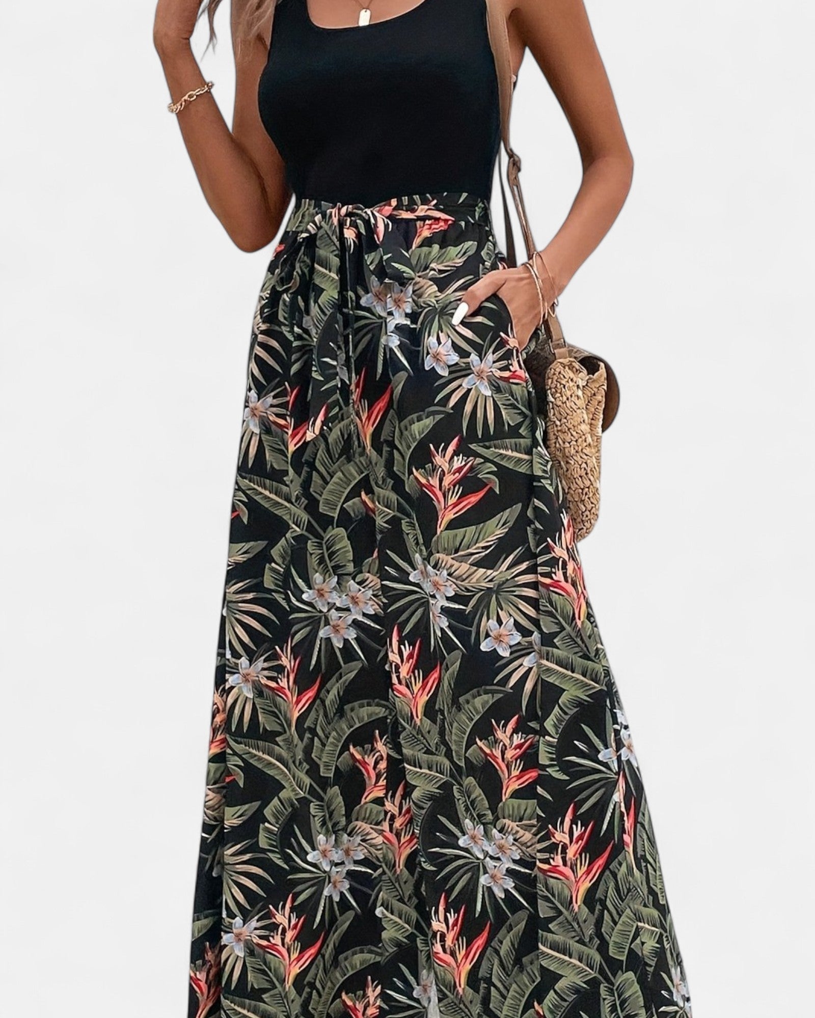 Zaylee – Bohemian Floral Wide - Leg Culottes with Belt - Trouser - Boho Style