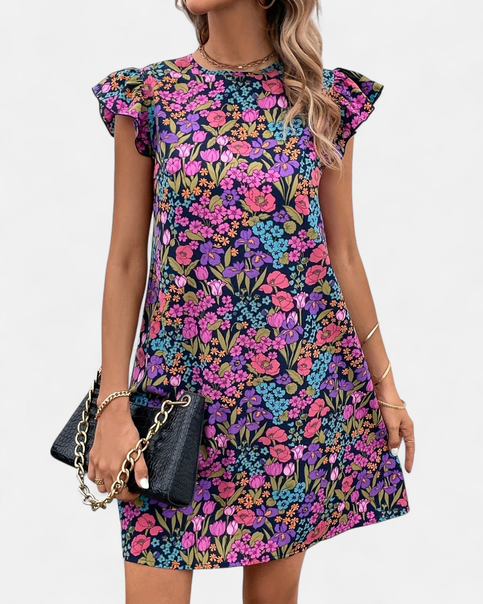 Zenna – Vibrant Boho Mini Dress with Ruffles - Dresses - Boho Style