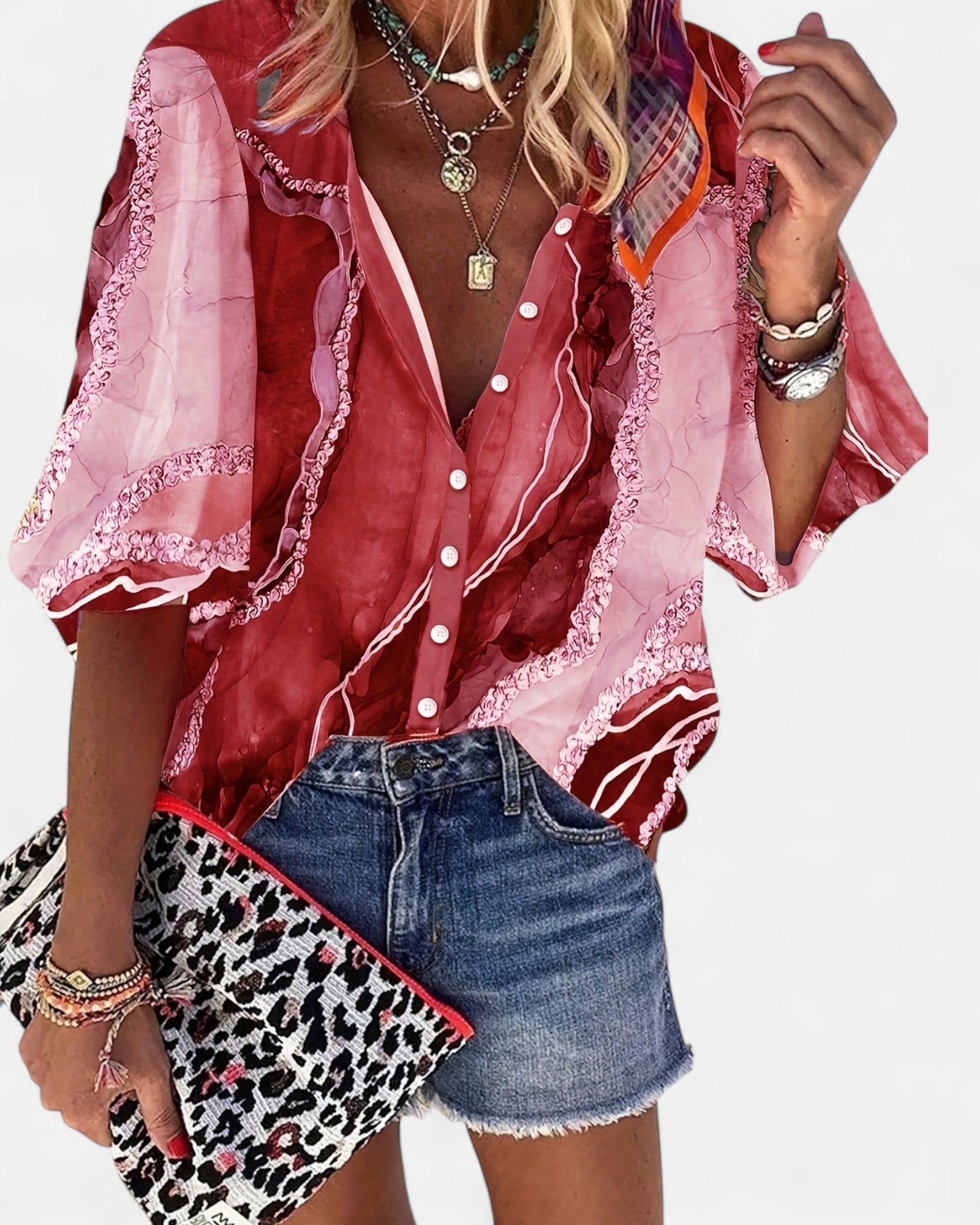 Zephyra – Relaxed Vintage Boho Blouse with 3/4 Sleeves - Blouse - Boho Style