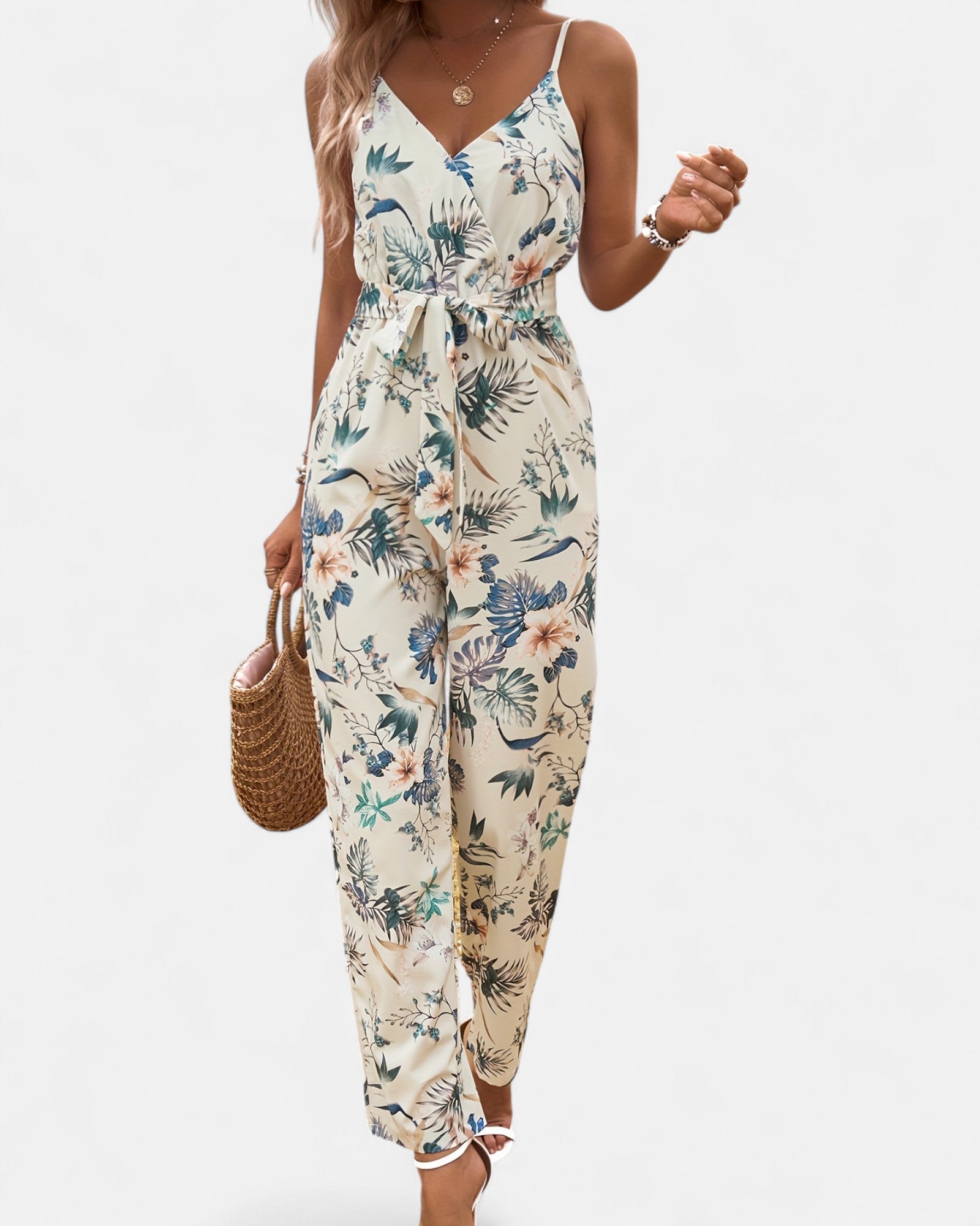 Zinnia – Boho Floral Off - Shoulder Jumpsuit with Wide - Legs - Jumpsuit - Boho Style
